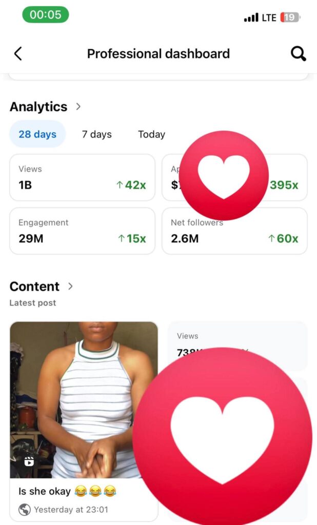 Queen Nadia TV got over 1 billion views in 2 months 