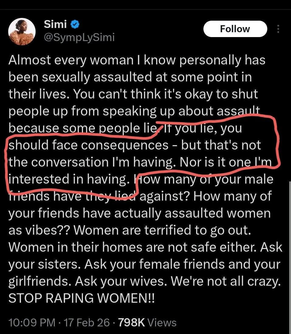 Simi's post on twitter